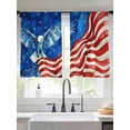 thumbnail image 2 of Independence Day Sheer Curtains 2 Panels Set Watercolor Flying Eagle Red Blue USA Flag Sheer Window Curtains Light Filtering Rod Pocket Voile Drapes for Bedroom Living Room 52"x45", 2 of 9