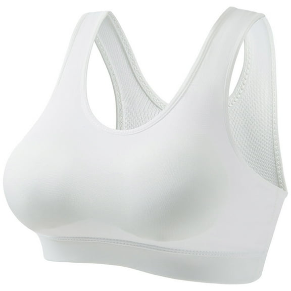 Supportive Bras for Women New Women Seamless Sports Bra Wirefree Yoga Bra with Removable Pads Style B-114 White