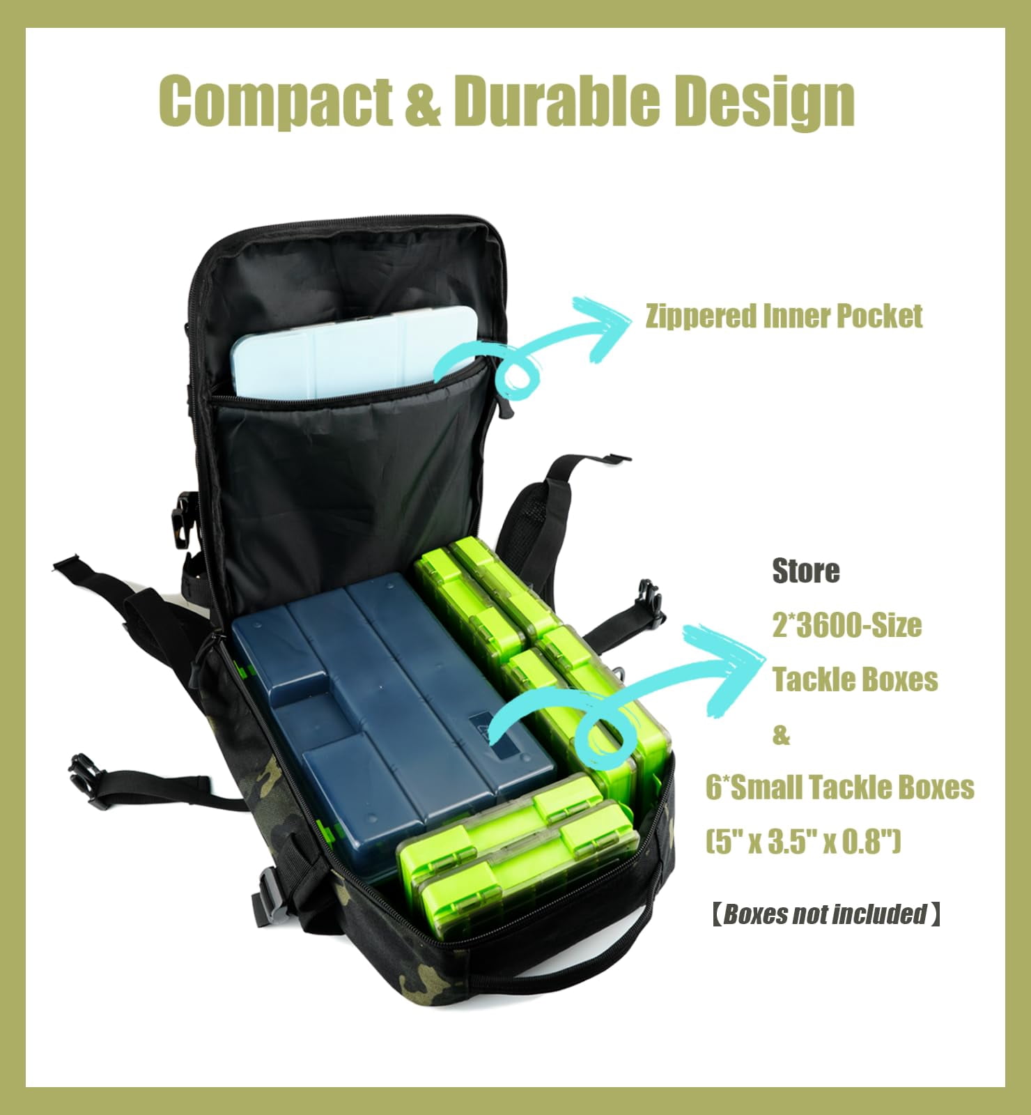 Small Fishing Backpack With Rod Holder  Water-resistant Tackle Bag For Box Storage Fishings Gear & Outdoor Camping