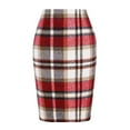thumbnail image 2 of Cyglowse Plaid Skirts for Women 2025 Fall Winter Knee Length Wool Pencil Skirt Red M, 2 of 3