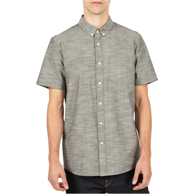 Volcom Oxford Button Up Shirt para hombre, negro, mediano Volcom Botones al frente