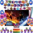 thumbnail image 2 of Decoración para fiesta de cumpleaños con forma de frutas Blox, pancarta con globos, fondo para tarta, suministros para fiesta de Blox Fruits, baby shower, 2 of 5