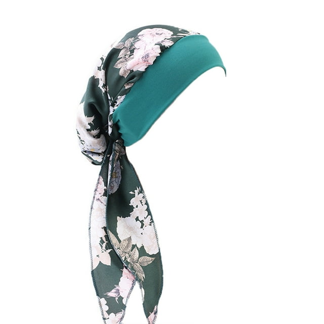 Qarigey Pañuelo para la cabeza para mujer, a la moda, preatado, práctico, versátil, transpirable, cómodo, accesorio para el cabello Sombreros flores de color verde oscuro Qarigey AP009762-17