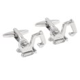 thumbnail image 2 of 1 par de gemelos con forma de excavadora, tachuelas para camisa de hombre chapadas en plata para fiesta de boda de negocios, 2 of 5