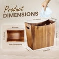 thumbnail image 2 of 3 Gallons Rectangular Wastebaskets Acacia Wood Waste Basket With Handles Small Trash Can For Bathroom Brown Garbage Bin For Spa Decorative Kitchen Under Counter Living Room Office, 2 of 7