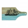 thumbnail image 1 of Nautical Cutting Board, Vintage Sketch of a Big Ship on Abstract Wavy Sea with Flying Birds, Decorative Tempered Glass Cutting and Serving Board, in 3 Sizes, by Ambesonne, 1 of 2