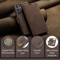 thumbnail image 3 of Compatible With Samsung Galaxy S22 Ultra Phone Case Full Coverage Dustproof Shockproof Kickstand Card Pocket Synthetic Leather Solid Color Luxury Lightweight Wallet Case,Coffee, 3 of 12