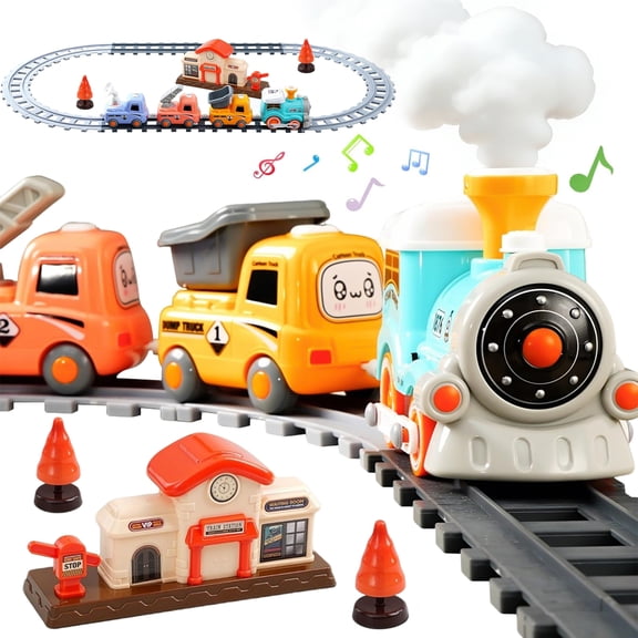 LieGorJi Train Set for Kids, Music & Lights Toddler Toys for Boy & Girls, Track Playset Birthday Gifts for 1-3 3-5 5-8 Year Old