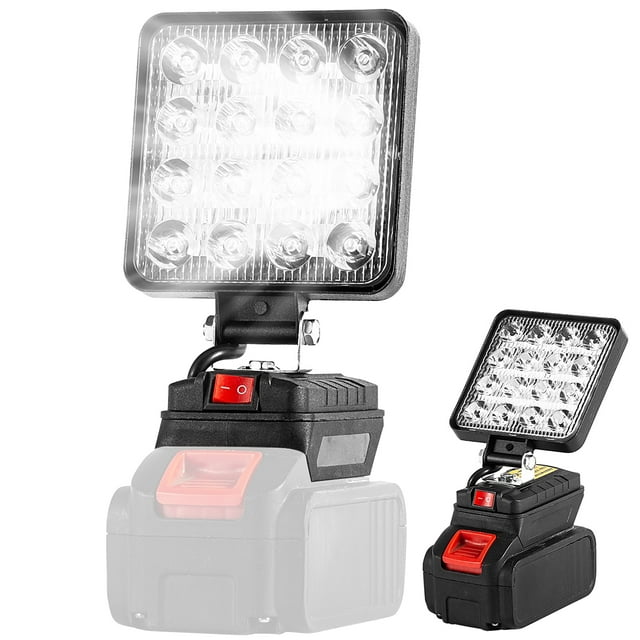 Lampe de Travail Flood 18V/20V 27W 4 Pouces LED Carrée, 90° Rotative, Lampe de Chantier Sans Fil Portable, Lampe de Sécurité Extérieure Rechargeable par USB, Lampe d'Urgence Lumineuse