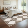 thumbnail image 2 of 9x12 Washable Area Rug for Living Room Dining Room Neutral Area Rug for Nursery Distressed Checkered Carpet Stain Resistant Farmhouse Floor Cover Brown Rugs, 2 of 8