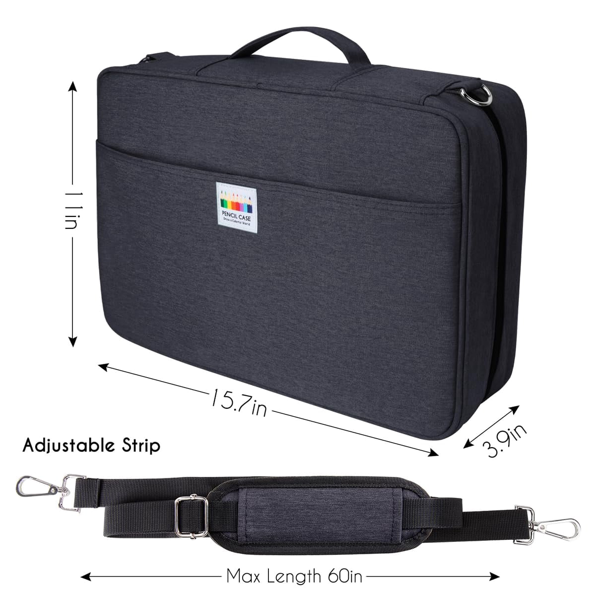 YOUSHARES Big Capacity Colored Pencil Case - 480 Slots large Pen Case Organizer with Multilayer Holder for Prismacolor Colored Pencils & Gel Pen (Black)
