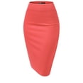 thumbnail image 1 of Basic Elastic Waist Band Streychy Solid Midi Pencil Skirts, 1 of 4