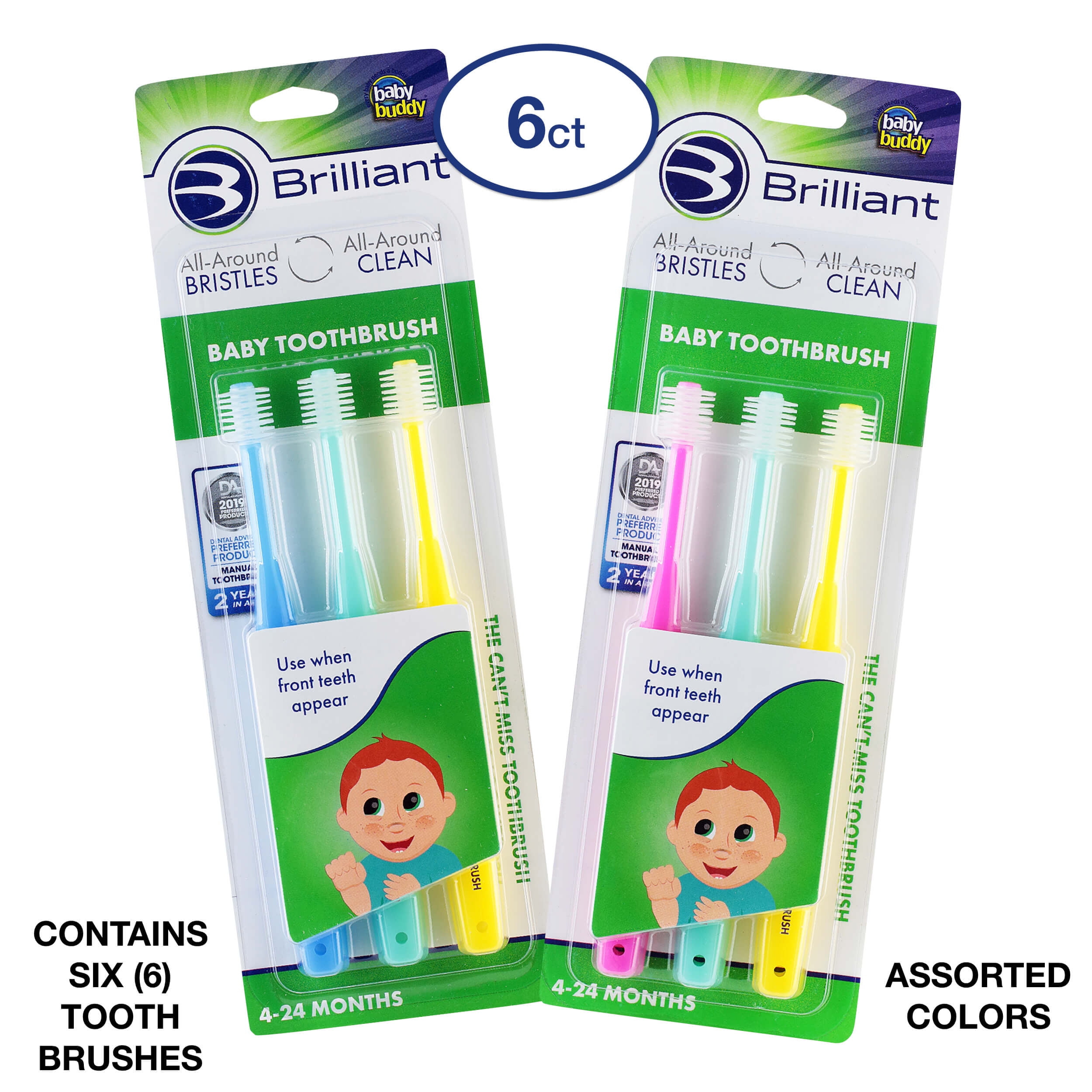 Brilliant Baby Toothbrush by Baby Buddy, for Ages 424 Months, Round