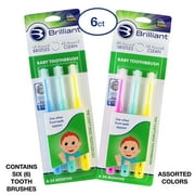 Brilliant Baby Toothbrush by Baby Buddy, Ages 4-24 Months, Round Head, Bristles Clean All-Around, Multi-Color 6 Pack