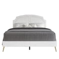 thumbnail image 3 of Castle Place Glam Upholstered Velvet Nailhead Trimmed Full Bed, White, 3 of 7
