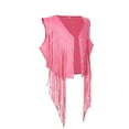 thumbnail image 2 of Mgmyaa Women's Faux Suede Fringe Vest Jacket 70s Boho Western Style Sleeveless Tassel Open Front Hippie Cropped Coat, 2 of 5
