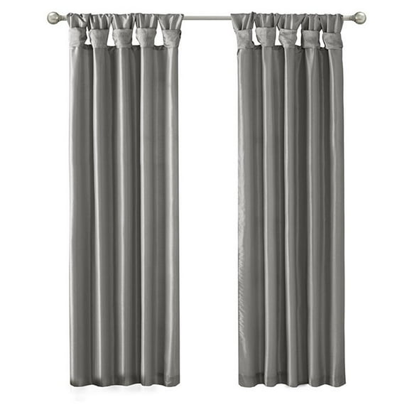 Madison Park Emilia Polyester Twisted Tab Lined Window Panel in Charcoal