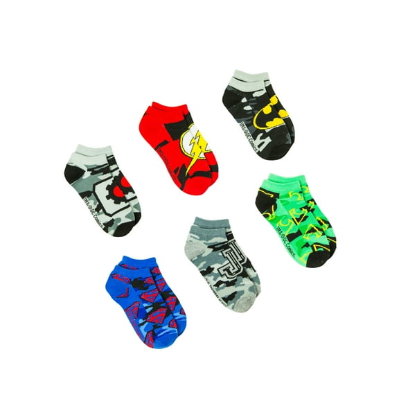 Justice League Boys No Show Socks, 6 Pack