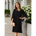 thumbnail image 2 of DARING DIVA 3/4 Sleeve V Neck Chiffon Cape Overlay Knee Length Dress S Black, 2 of 8