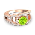 thumbnail image 3 of Diamond-Capitals 2.50 Carat Elegant Round Cut Natural Diamond & Peridot Gemstone Wedding Ring for Fiancee 18K Rose Gold Size 4, 3 of 8