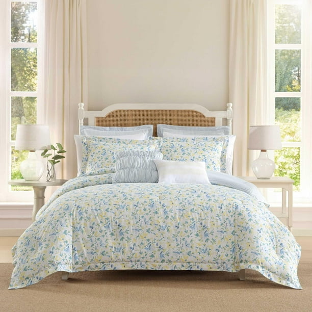 Set de edredón Laura Ashley Nora Queen con fundas y almohadas