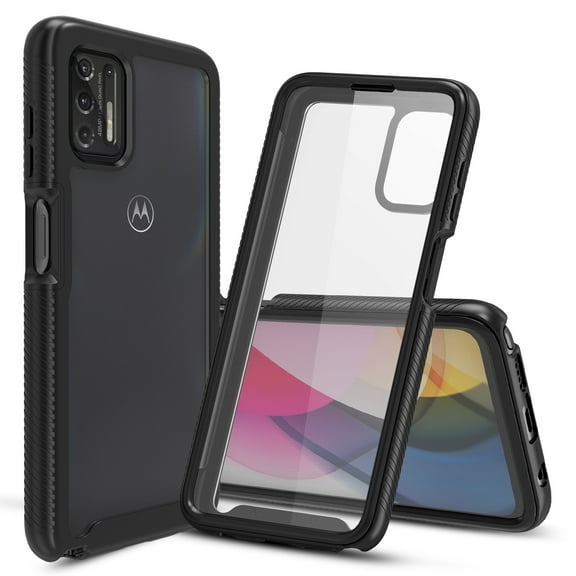 CBUS Heavy-Duty Phone Case with Built-in Screen Protector for Motorola Moto G Stylus 4G (2021) (Black)
