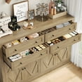 thumbnail image 2 of Hiphuta 55" Wide Coffee Bar with 2 Adjustable Shelves, Modern Farmhouse Sideboard Buffet with 4 Drawers for Living Room, Rustic Brown, 2 of 7