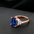 thumbnail image 4 of Gem Stone King 18K Rose Gold Plated Silver Ring Oval Blue Created Sapphire and Moissanite | 6.38 Cttw | Wedding Engagement Anniversary Promise Ring for Women | Size 5, 4 of 4