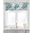 thumbnail image 2 of Coastal Turtle Kitchen Valances for Windows Farmhouse Linen Window Valance Curtain for Living Room Window Treatment Ocean Starfish Abstract Flower Marine Valance Rod Pocket Topper Drape, 42 x 18 Inch, 2 of 6