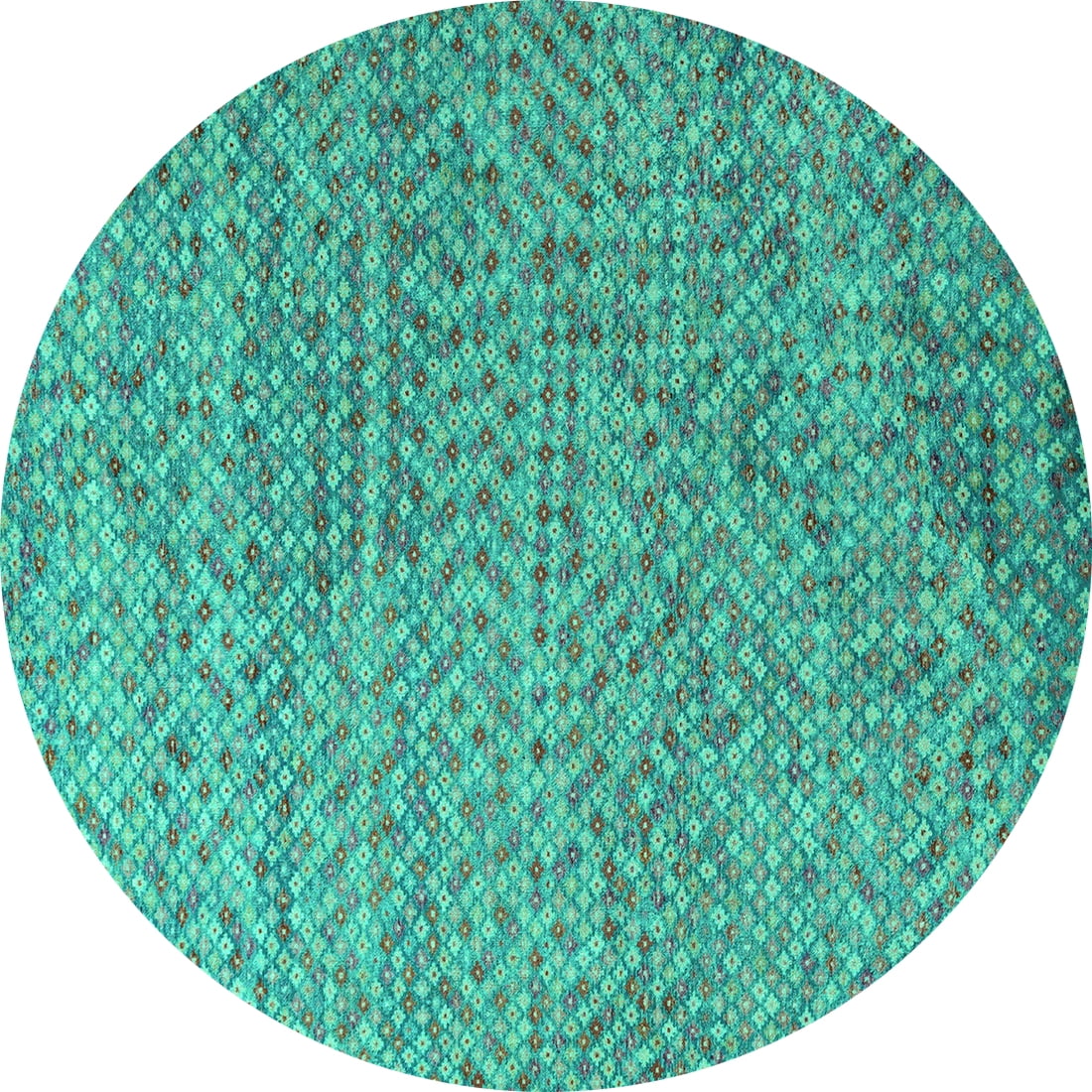 Ahgly Company Indoor Round Abstract Turquoise Blue Modern Area Rugs, 6 ...