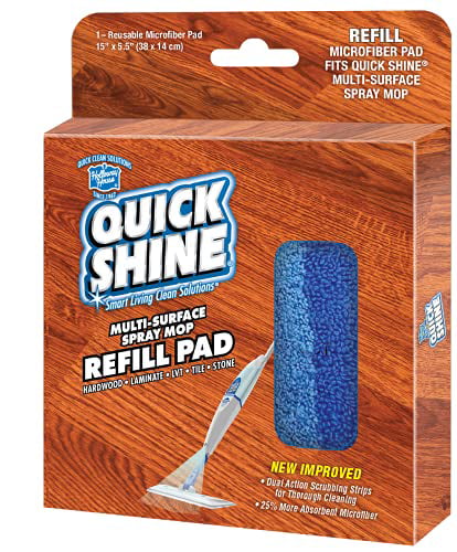 paling Openbaren flauw Quick Shine Spray Mop Refill Pad 15"W x 5.5"D | Washable & Reusable | Dual  Action Scrubbing Strips for Thorough Cleaning | Highly Absorbent Microfiber  | Use w/Quick Shine Multi-Surface Spray -