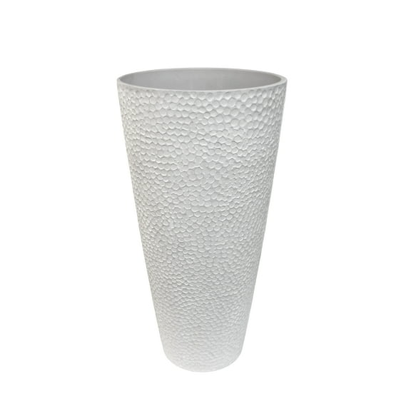 Valencia 28" Hammered Vase Planter, Weathered White