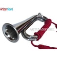 thumbnail image 3 of Boy Scout Nickel Plated Blowing Bugle Attack Command Signal Horn Beautiful Colourful Rope Binding, 3 of 7