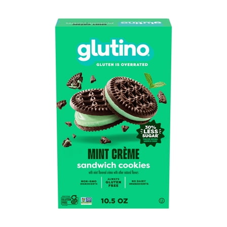Glutino Gluten Free Mint Flavored Sandwich Cookies, Gluten Free Snacks, 10.5 oz