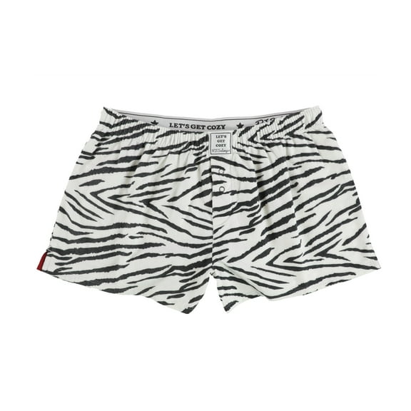P.J. Salvage Womens Zebra Print Pajama Shorts, White, Medium