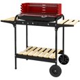 thumbnail image 1 of Chariot de Barbecue au Charbon Rouge avec Hauteur Réglable à 5 Niveaux, Barbecue en Métal avec Grille de Réchauffement, Tablettes Latérales et Inférieures, Récupérateur de Cendres et Roues pour Patio, Jardin Ou Cour Arrière, 1 of 7