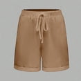 thumbnail image 6 of HongQid Women's Drawstring Rolled Hem Linen Shorts Beach Lightweight Breathable Casual Summer Shorts with Pockets, Loose-Fit Bottoms, 6 of 9