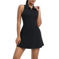 thumbnail image 5 of Kaemgyyd Womens Zip Front Tennis Dress Collared Bodycon Racer Back Sleeveless Workout Golf Dresses Build in Shorts, 5 of 6