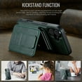 thumbnail image 3 of Compatible for iPhone 16 Wallet Case,[Support MagSafe Wireless Charging] Back Flip Magnetic Leather Phone Cover with Detachable RFID Blocking Card Holder For iPhone 16,Green, 3 of 12