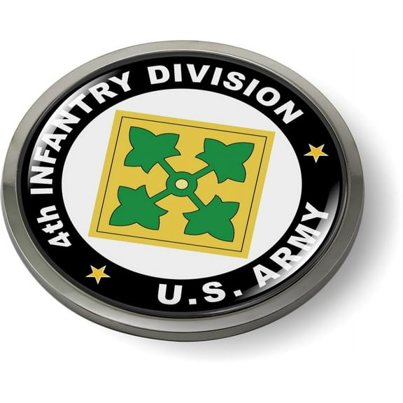 [Officially Licensed US Army Product] - 4th Infantry Division 3D Domed CAR Emblem Badge Sticker