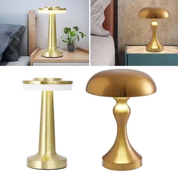 Lámpara de escritorio LED de 2 piezas, lámpara de mesa de centro decorativa, decoración de luz nocturna de 3 niveles Oro Salvador Lámpara de noche de cristal