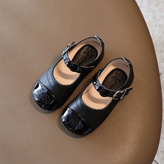 TIREOW Toddler Girls Non Slip School Uniform Dress Shoes Slip On Ballerina Ballet Flats Kids Mary Janes for Wedding Princess Party Church Easter Shoes
