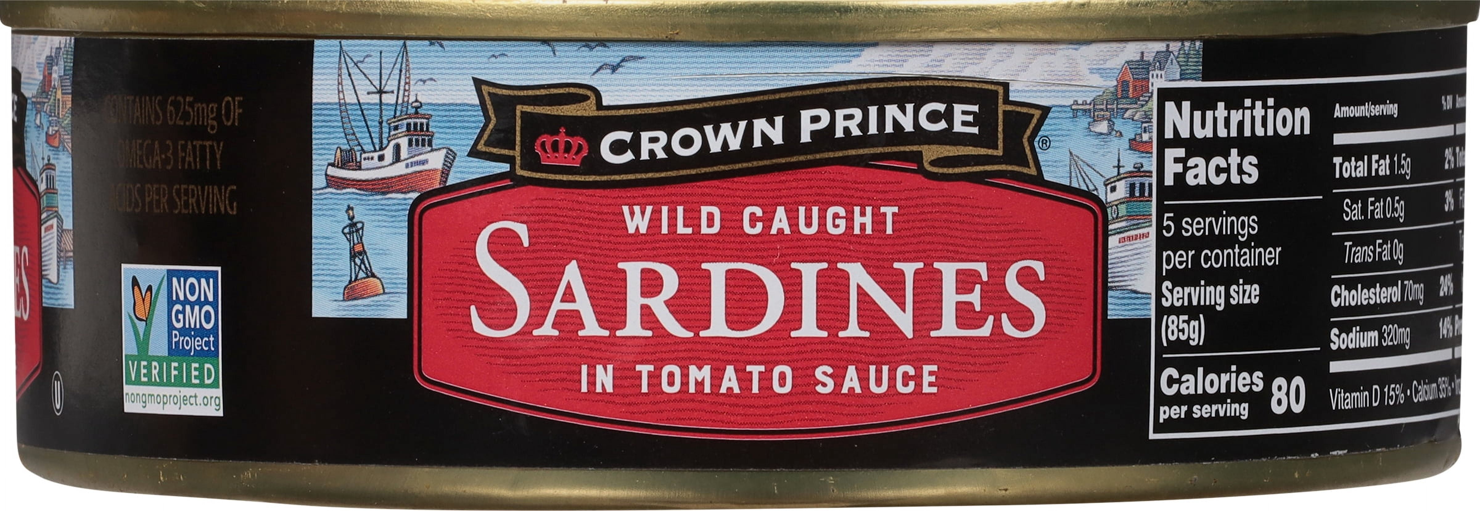 Crown Prince Sardines in Tomato Sauce, 15 oz Can