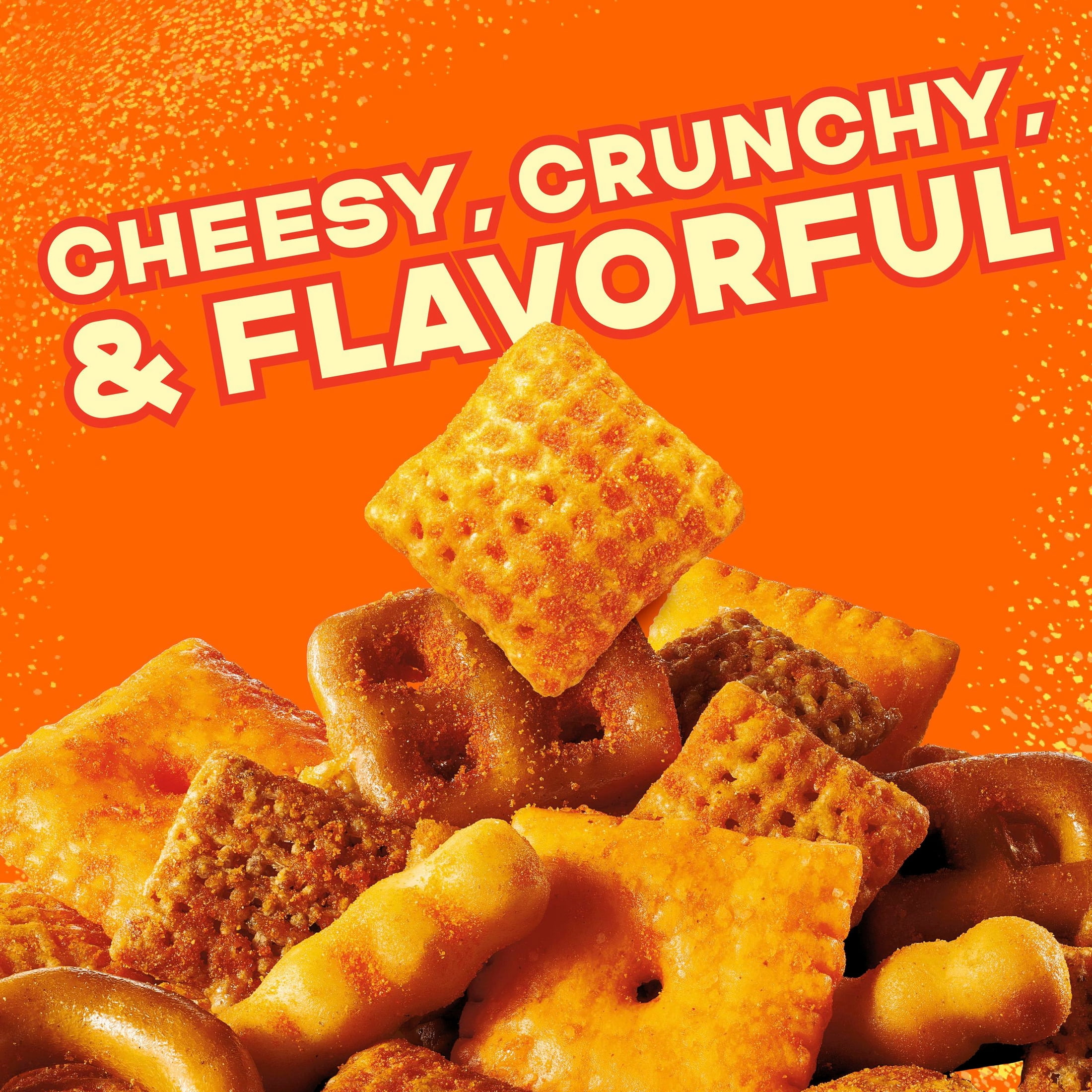(8 pack) Chex Mix Cheddar Snack Mix, Savory Snack Bag, Family Size, 13.5 oz