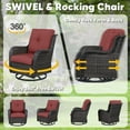 thumbnail image 4 of PARKWELL Outdoor Wicker Furniture,6-Piece Luxury Patio Rattan Conversation Set with Fire Pit Table,Weather-Resistant High Back Sofa Chairs and Swivel Glider for Garden,Brown Wicker Red Cushions, 4 of 7