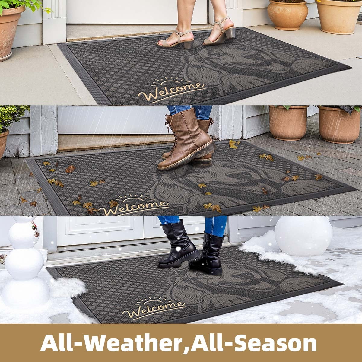 PABUBE Outdoor Doormat, Beagle Welcome Mat, Heavy Duty Durable Doormat Outdoor Entrance, Non-Slip Dirt & Mud Trapper Outdoor Mat for Front Doors