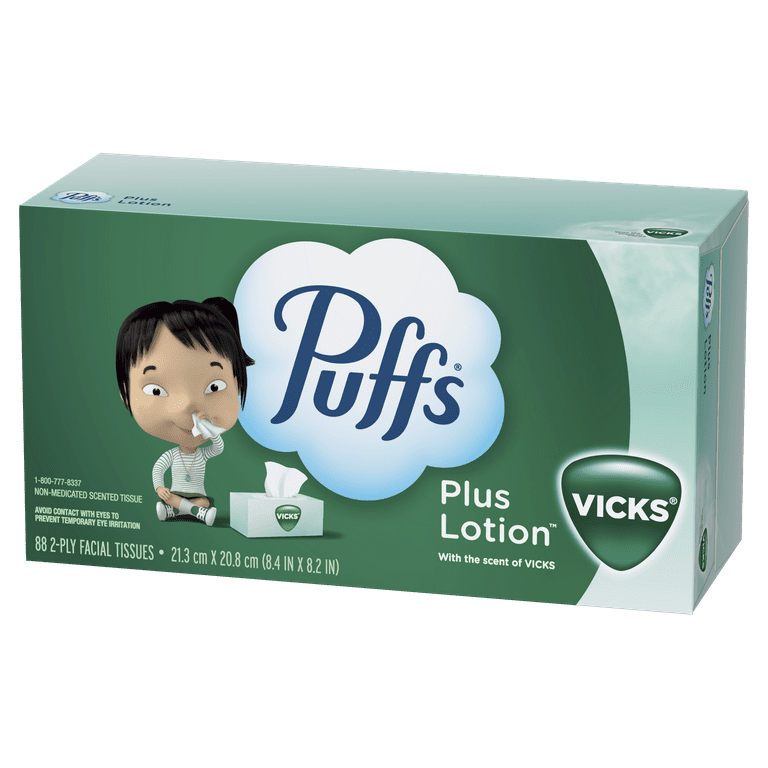 Puffs Plus Lotion, Scent of Vick's Nose Soothing Facial Tissue, 1