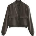 thumbnail image 5 of ORUYROP Women's Fashion Cropped Button Down Lightweight Cropped Bomber Jacket Varsity Shacket with Side Pockets, 5 of 5