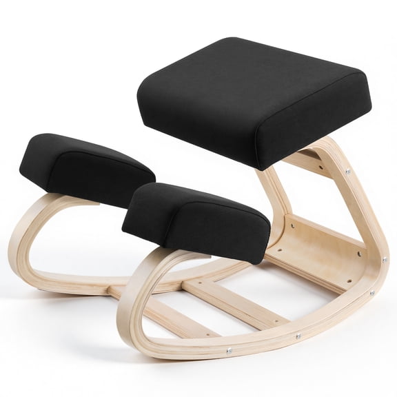 VEVOR Ergonomic Kneeling Chair, Wooden Posture Knee Chair with Thick Foam Cushions and Solid Wood Frame, Adjustable Height, Natural Relief for Neck or Back Pain, Ideal for Home, Office or Meditation
