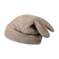 thumbnail image 2 of segolike Cute Rabbit Ear Knitted Hat Knit Hat Adults Warm Hat Casual Headgear Comfortable Beanie for Hiking Camping Outdoor Dark Khaki, 2 of 8